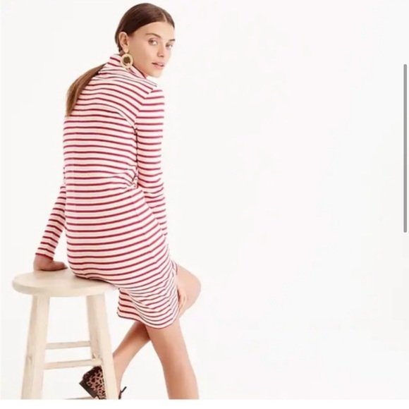 J.Crew Red & White Striped Turtleneck Dress - Picture 3 of 7